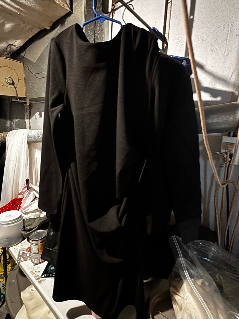 Express Black Long Sleeve Draped Front Dress